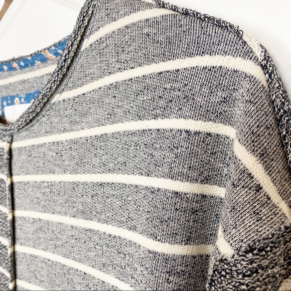 Anthropologie Devin Textured Sweatshirt Navy White - Picture 7 of 8